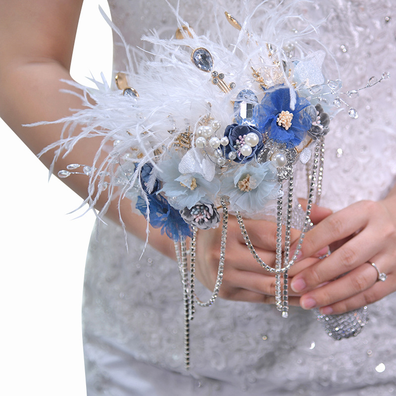 永恒天使d805羽毛水钻手捧万圣节圣诞节礼物婚庆用品新娘手捧花