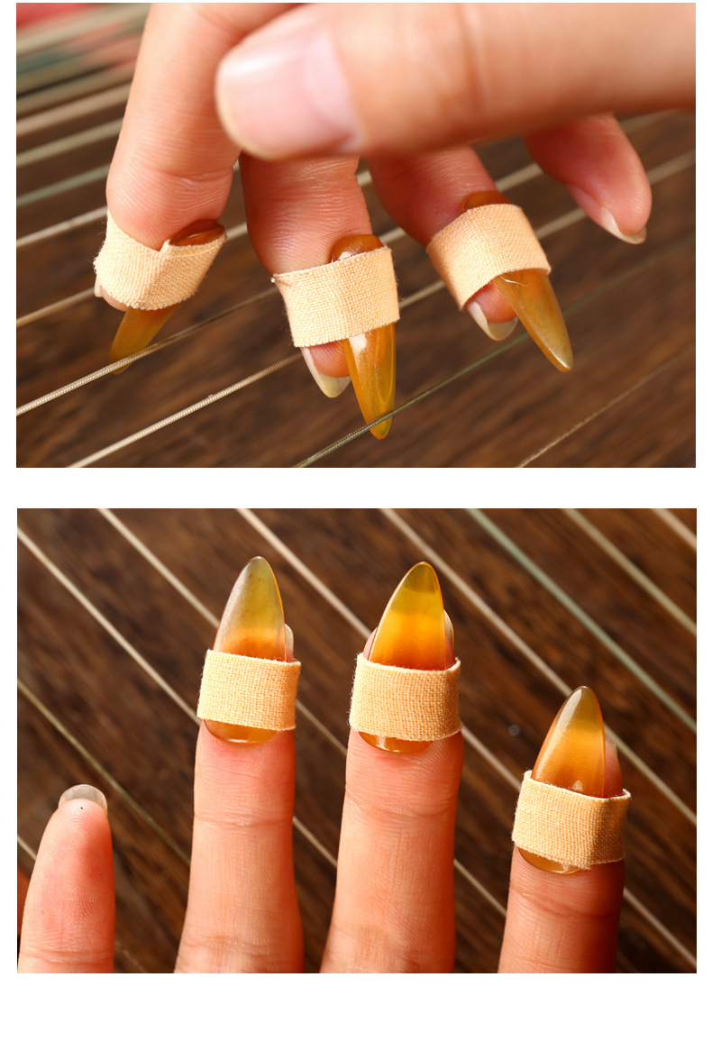 彤音古筝指甲凹槽双面弧双槽加厚牛角义甲专业成人初学者儿童小号