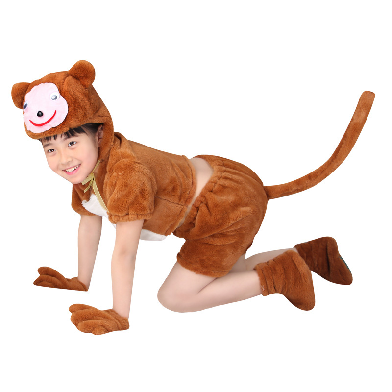 儿童动物演出衣服小老鼠衣服男女童短袖带手脚套老虎奶牛猴子服装