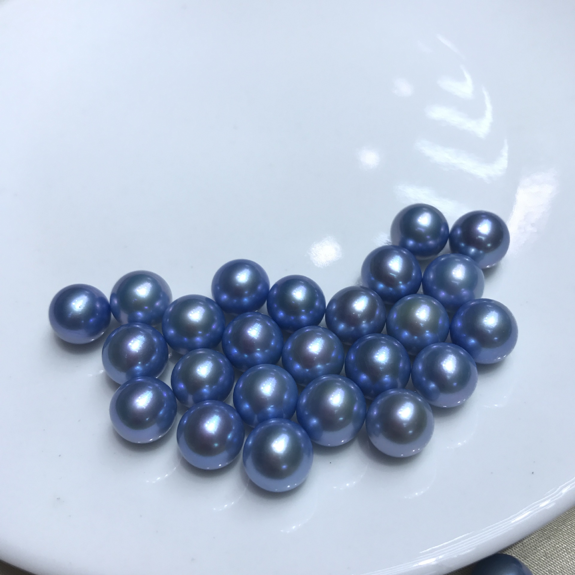 淡水真多麻 天然珍珠裸珠批发 天空蓝珍珠 diy手工材料