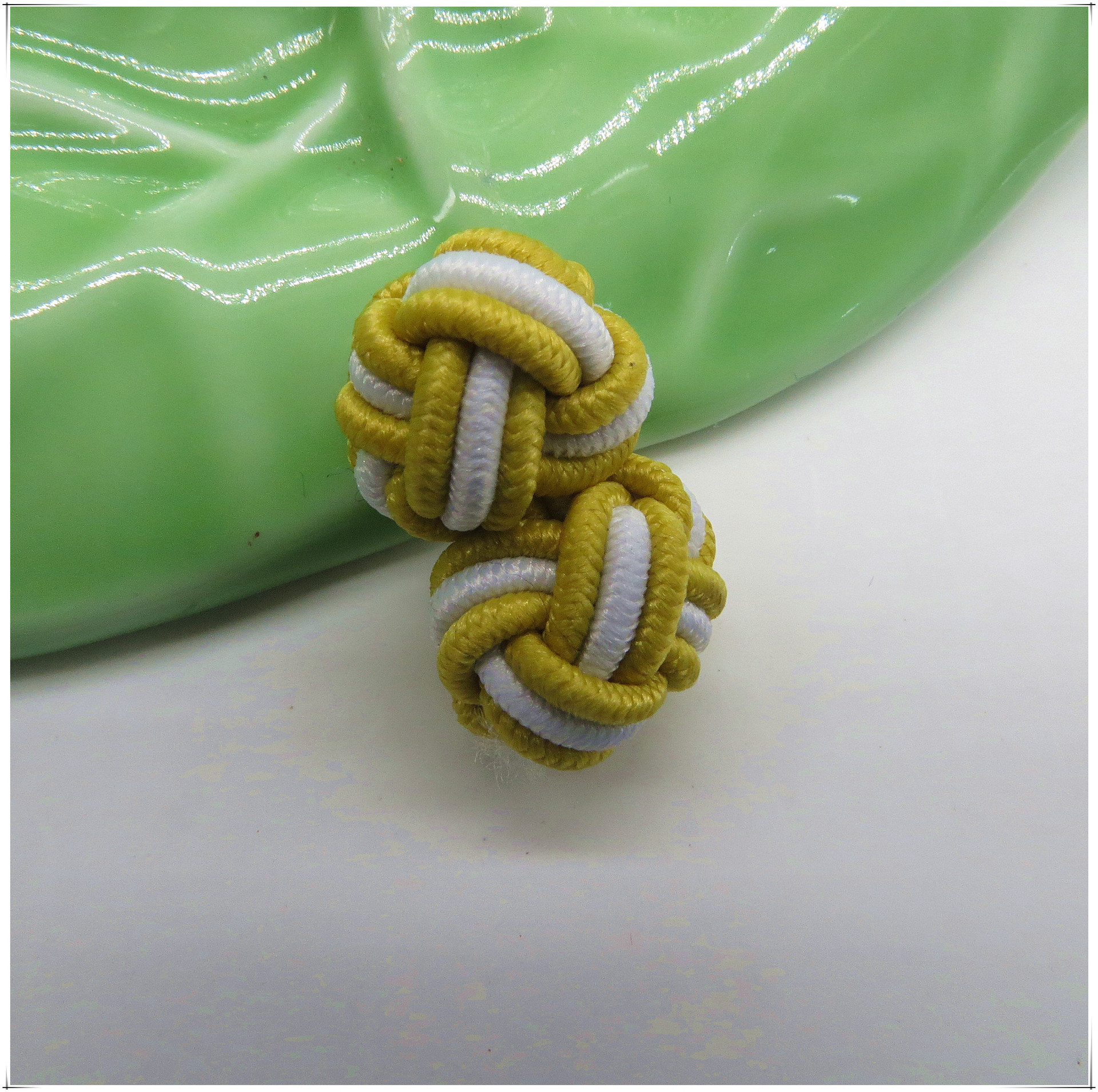 纯手工袖扣橡皮筋盘扣传统中国结编织绳扣波子两色双球松紧扣