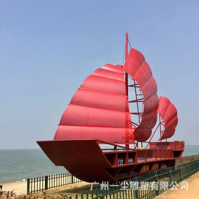 红帆船 304大型不锈钢雕塑 玻璃钢工艺与不锈钢工艺的完美结合