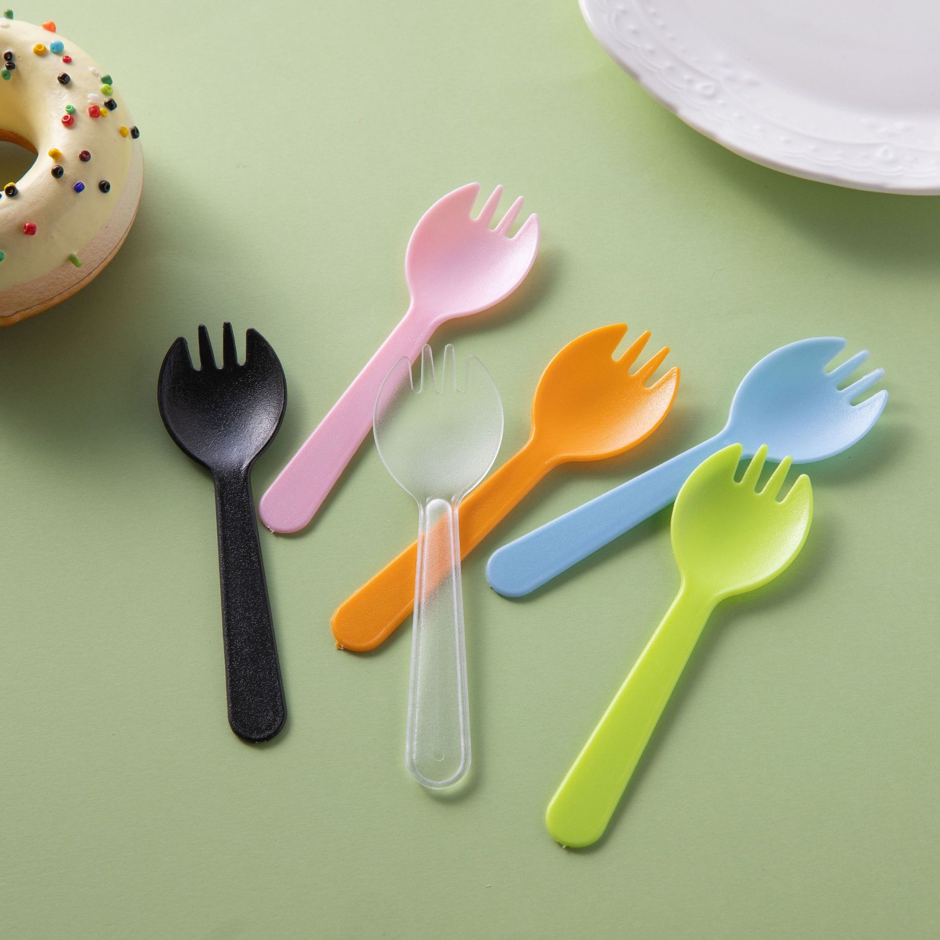 一次性叉子水果叉 塑料刀叉勺甜品勺蛋糕餐具叉勺独立包装批发