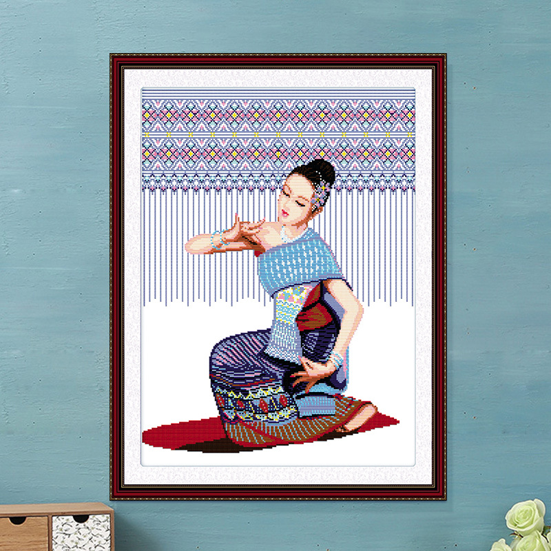 欢乐99十字绣 客厅大幅挂画刺绣女人物系列diy自绣布艺品一件代发