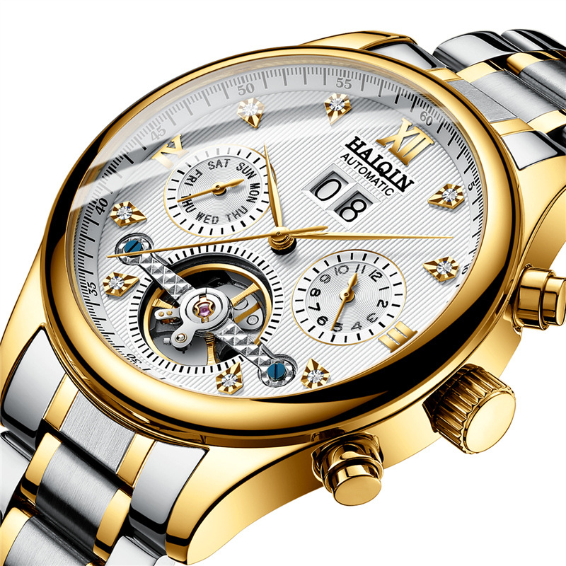 正品海琴手表男士全自动机械表男表镂空时尚潮流夜光防水陀飞轮