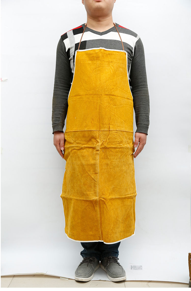 牛皮围裙黄色牛皮电焊围裙焊工焊接船厂防喷溅隔热牛皮围裙防护服