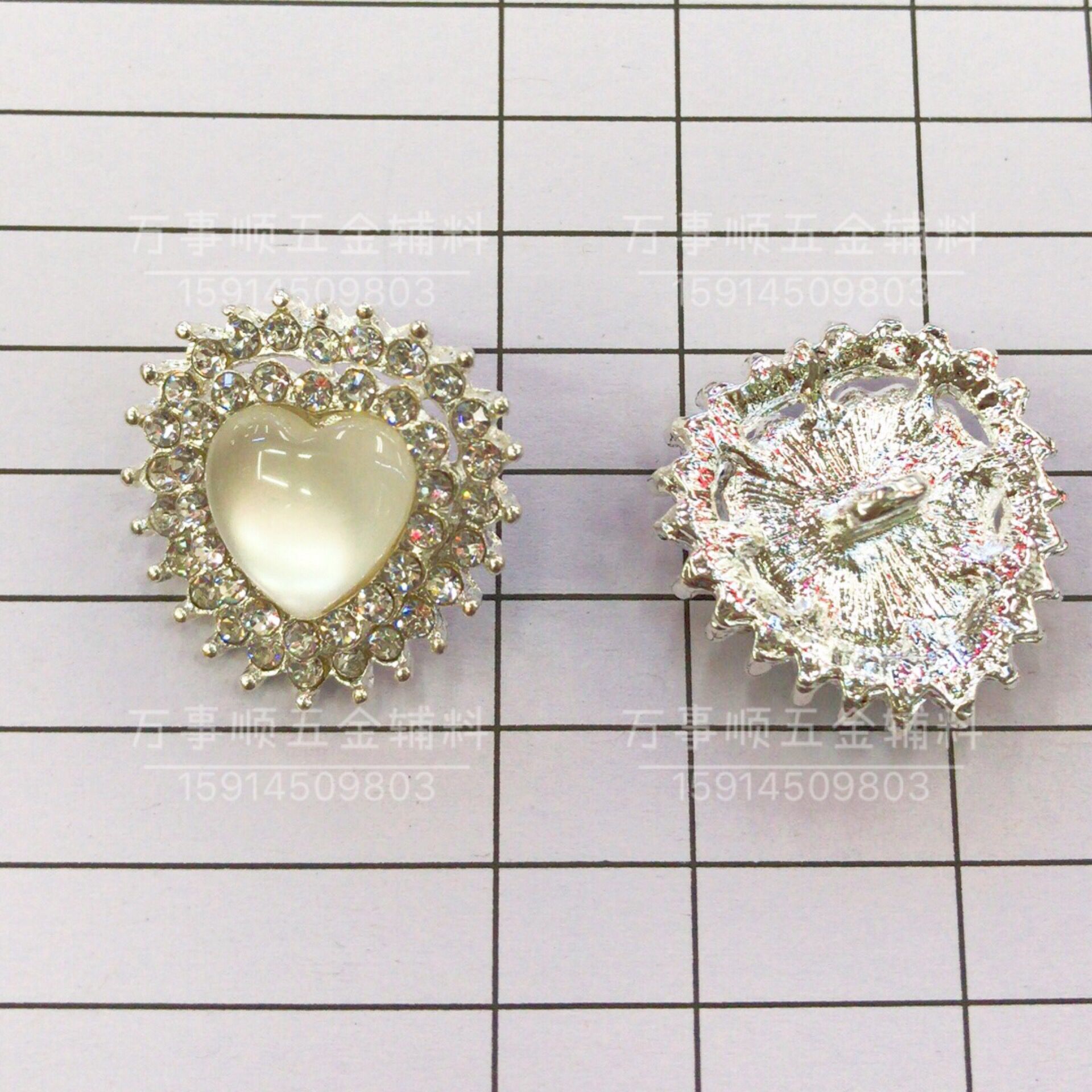 爱心形水晶纽扣奢华钻石扣女士衣裙外套装饰diy扣猫眼心形钻扣子