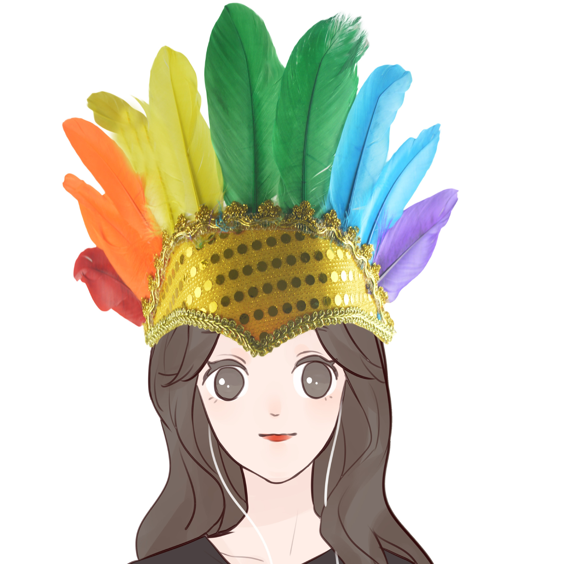 彩色亮片羽毛头戴印第安羽毛头饰野人发饰节日舞会派对头饰亮片帽