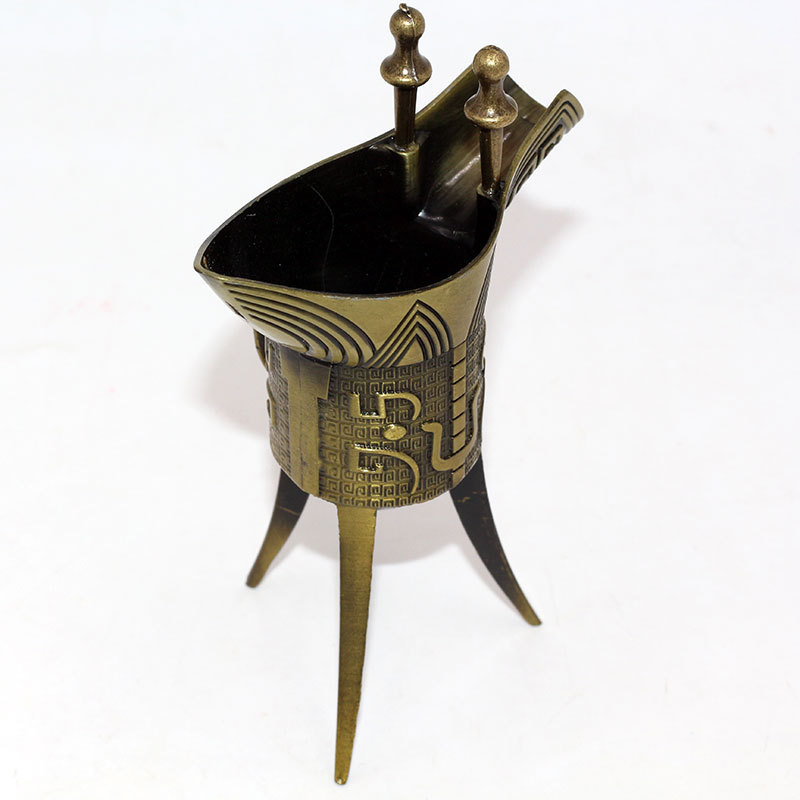 厂家直销爵杯仿古青铜三脚杯三角乾隆酒杯摆件礼品父辛爵古代批发