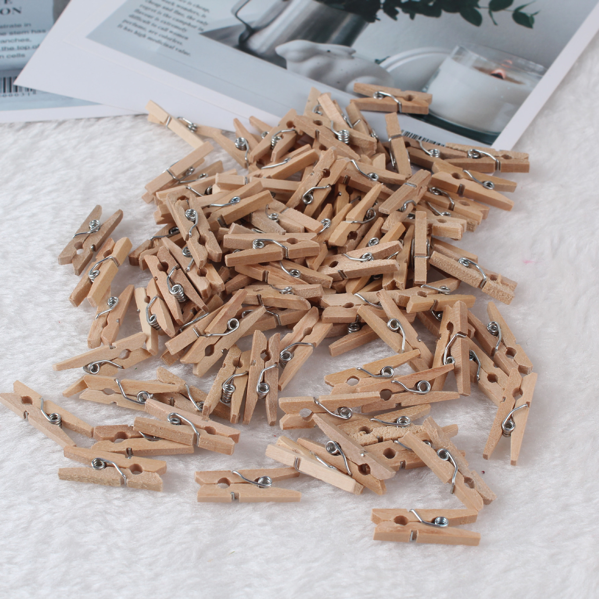 原木色夹子2.5创意木头夹装饰木质夹子diy手工照片夹 本色木夹子