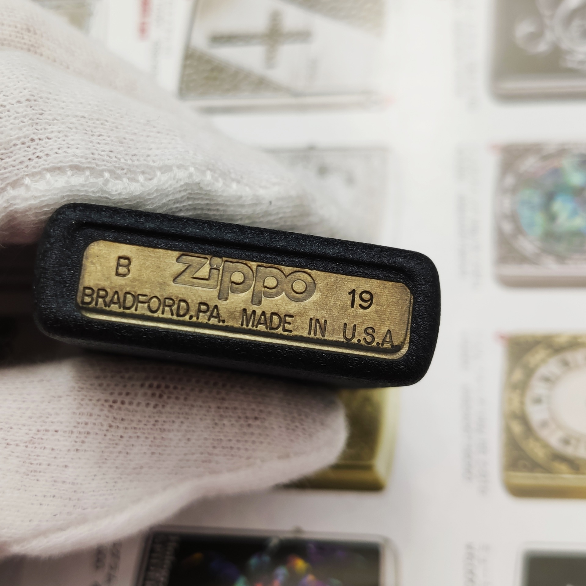 zippo 之宝 打火机 黑裂漆 236 雕刻 1932 标志