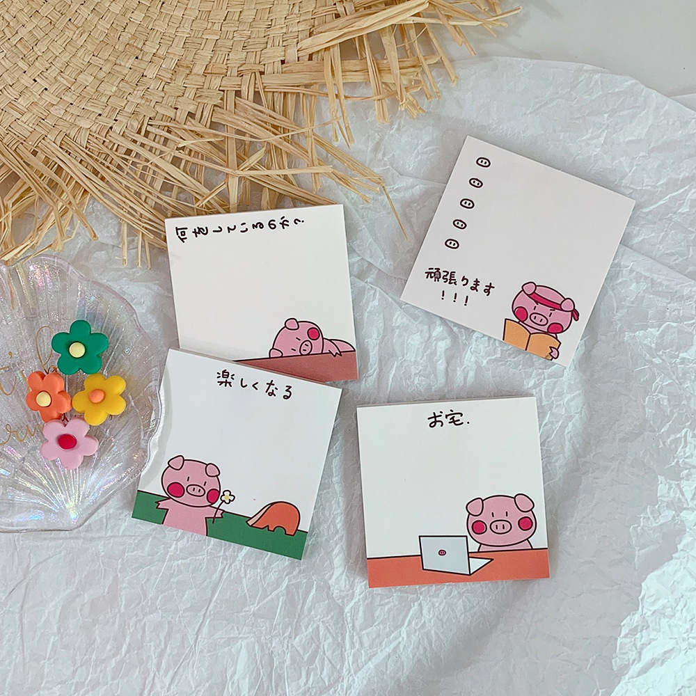 ins小清新卡通小猪少女便签本 便携可爱草稿本可撕记事留言备忘录