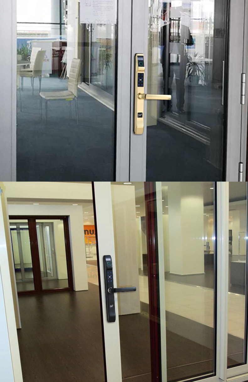 轻型定制玻璃门指纹锁防盗门智能锁 公寓家用指纹密码锁可配3085