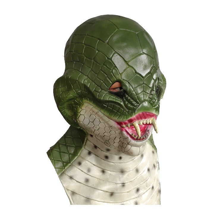 动物头套蛇头面具万圣节狂欢节恐怖乳胶蛇人面罩舞会派对脸谱玩具