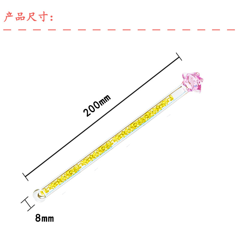 Customized Qixuan Rose Rhinestone Glass Coffee Milk Powder Milk Tea Drink Juice Glass Stirrer