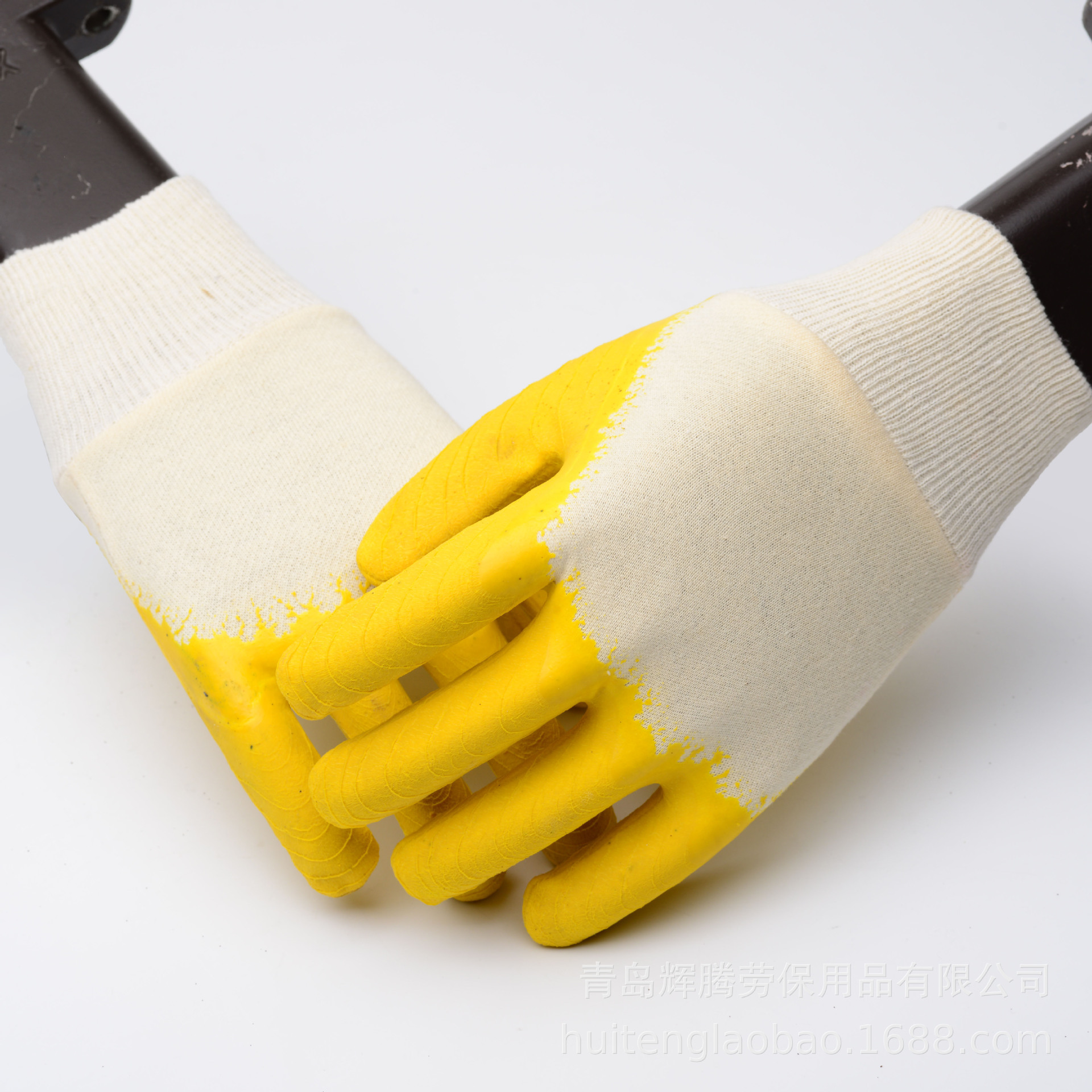 Flannel Two-Color Semi-Hanging Gloves Latex Foam Gloves Comfortable Non-Slip Protective Gloves Wear-Resistant Styrofoam Wrinkles