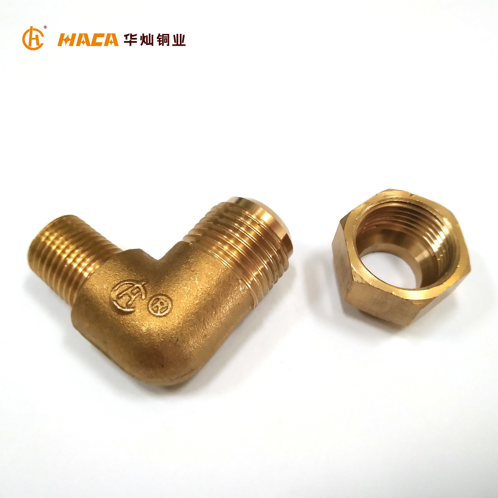 厂家直销 10-02 12-04 黄铜喇叭口接头 外牙扩口直角接头