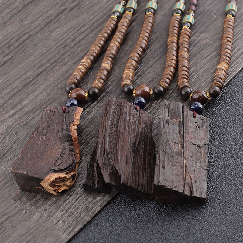Ethnic Style Wooden Prayer Beads Sweater Chain Men's Chicken Wings Wooden Bead Long All-Match Necklace Women's Scenic Spot Yiwu Accessories Wholesale