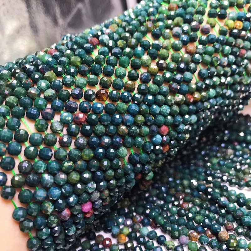 天然进口绿澳宝硬盘切面足球面半成品切角散珠diy水晶饰品配珠