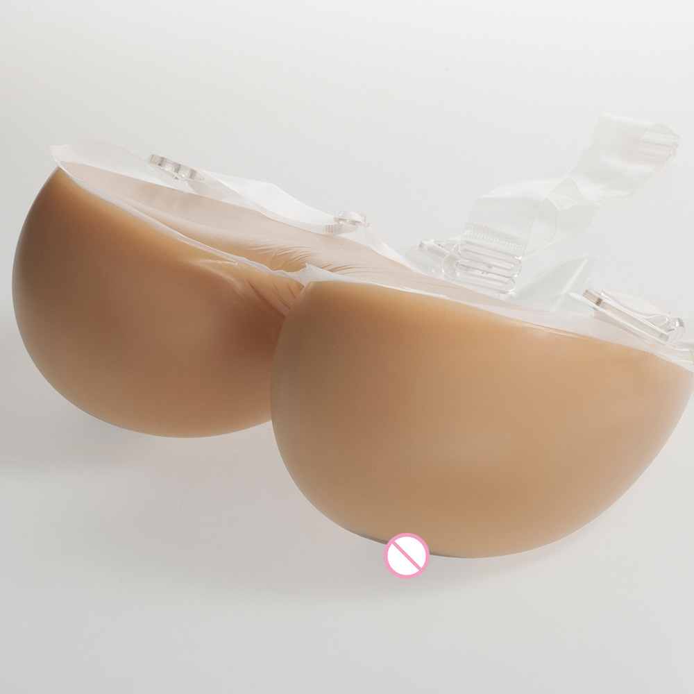 供应亚马逊 男女通用水滴形连体硅胶义乳 伪娘cd变装假胸假乳房