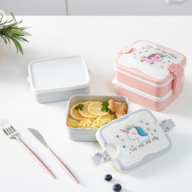 Pp Three-Level Grid Lunch Box Portable Student Bento Box Lunch Box Office Tableware Set