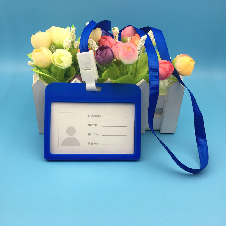 单面透明硬塑料卡套挂绳工牌横款胸卡厂牌学生幼儿园胸牌批发定制