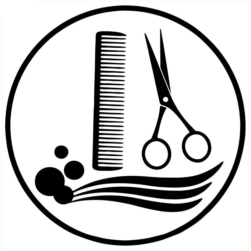 宏彦 简笔画梳子剪刀洗剪吹美发沙龙理发店 玻璃橱窗装饰 fx2043