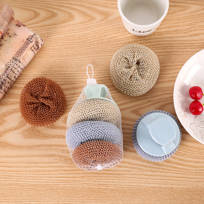 彩色竹纤维清洁球 厨房刷锅洗碗清洁球去污不沾油纤维清洁球批发