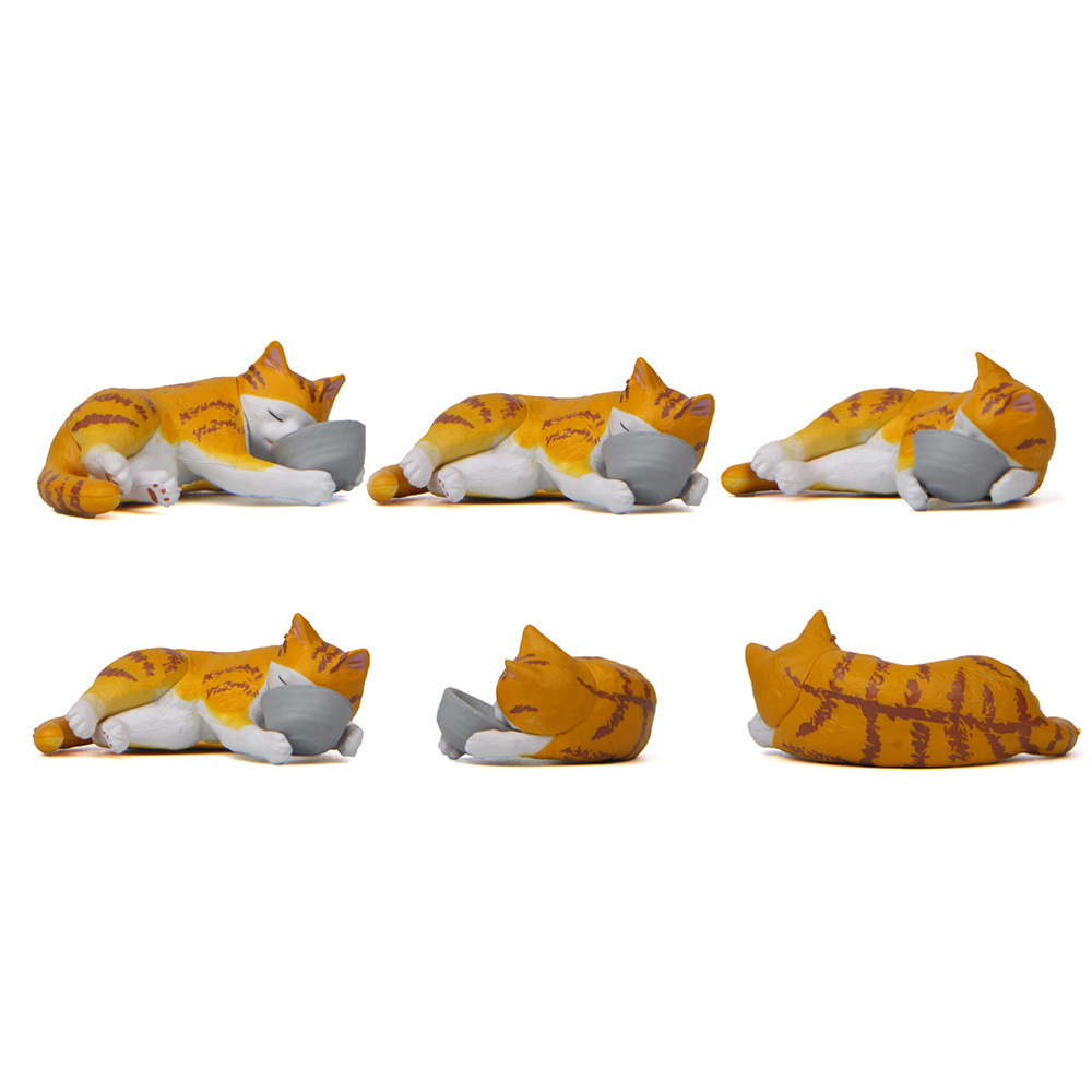 自愈系小虎猫温暖系列趴姿抱碗猫咪手办韩版创意烘培园艺造景公仔