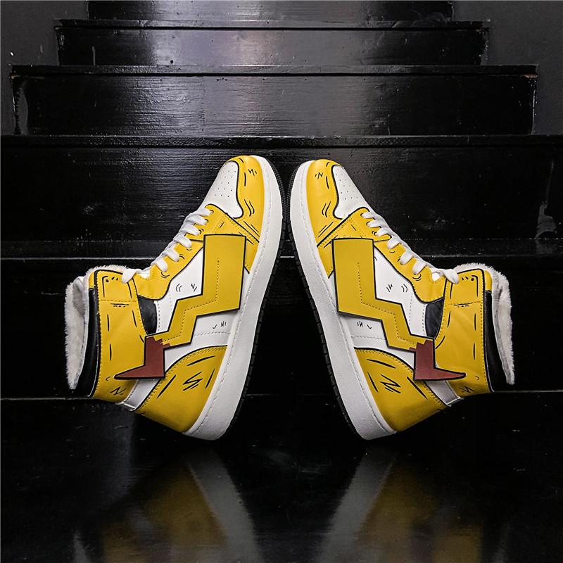 皮卡丘联名冬季棉鞋空军一号aj1男高帮运动篮球秋季情侣板鞋hl05