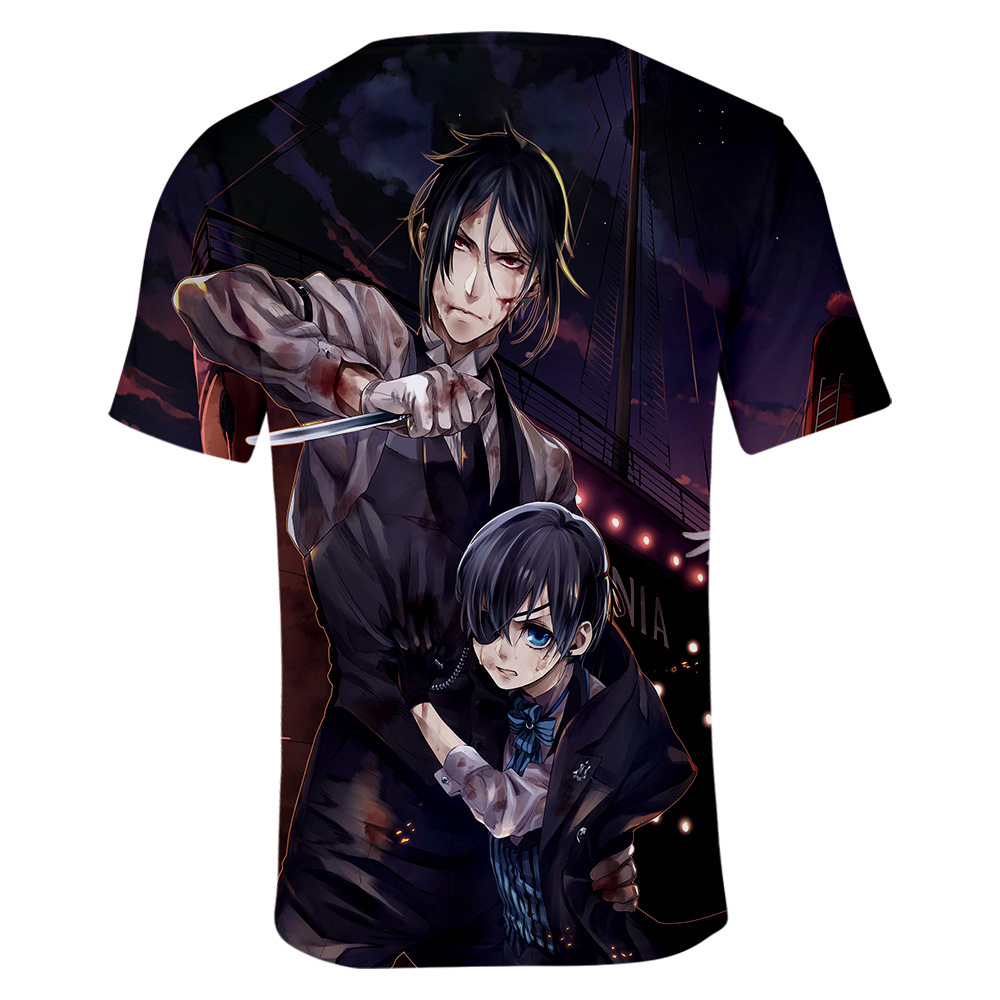 成人童装日本动漫黑执事black butler 3d数码印花休闲短袖t恤