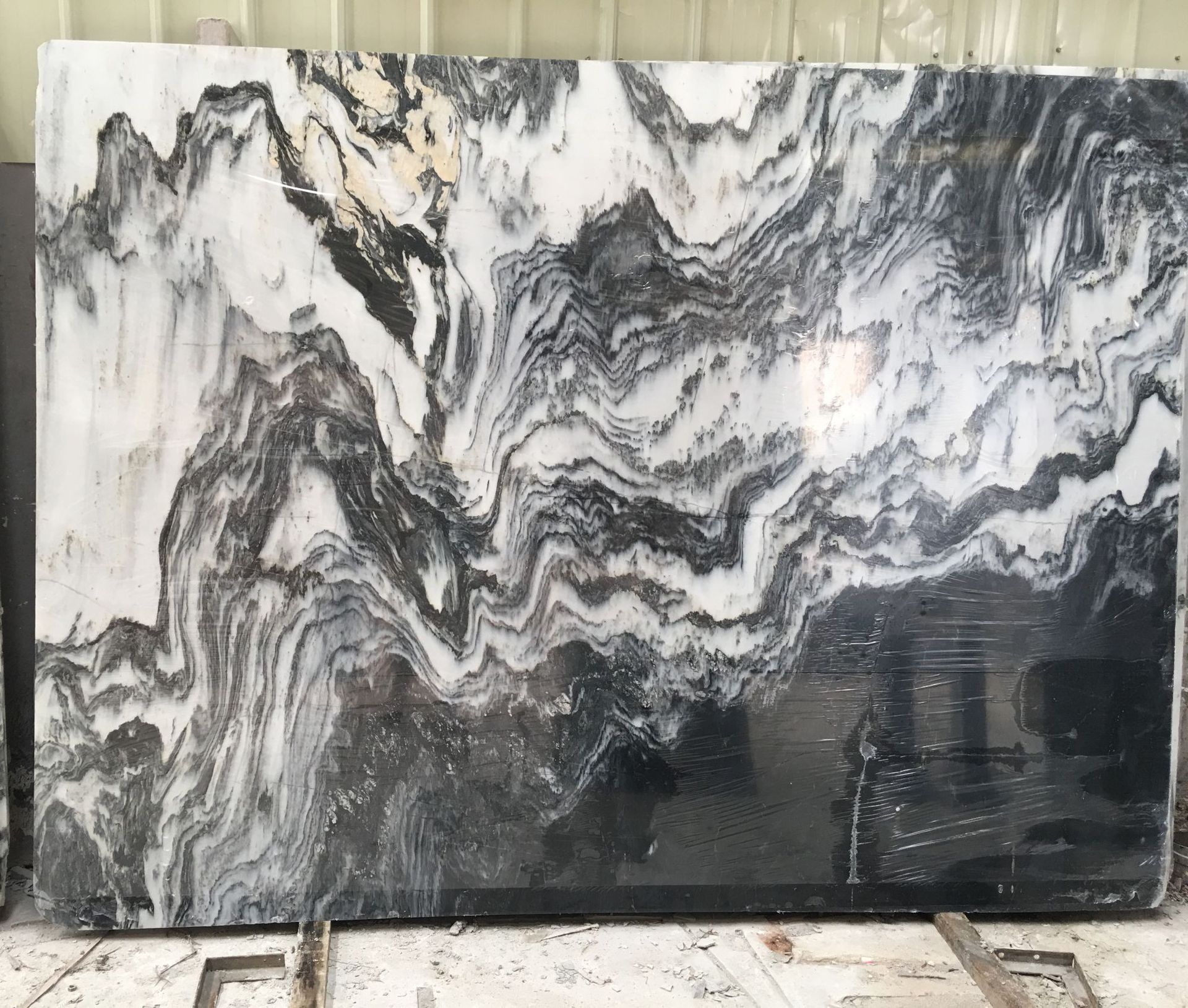 4米宽*2米高 天然石材拼画 山水画大理石石材大堂背景 客厅背景