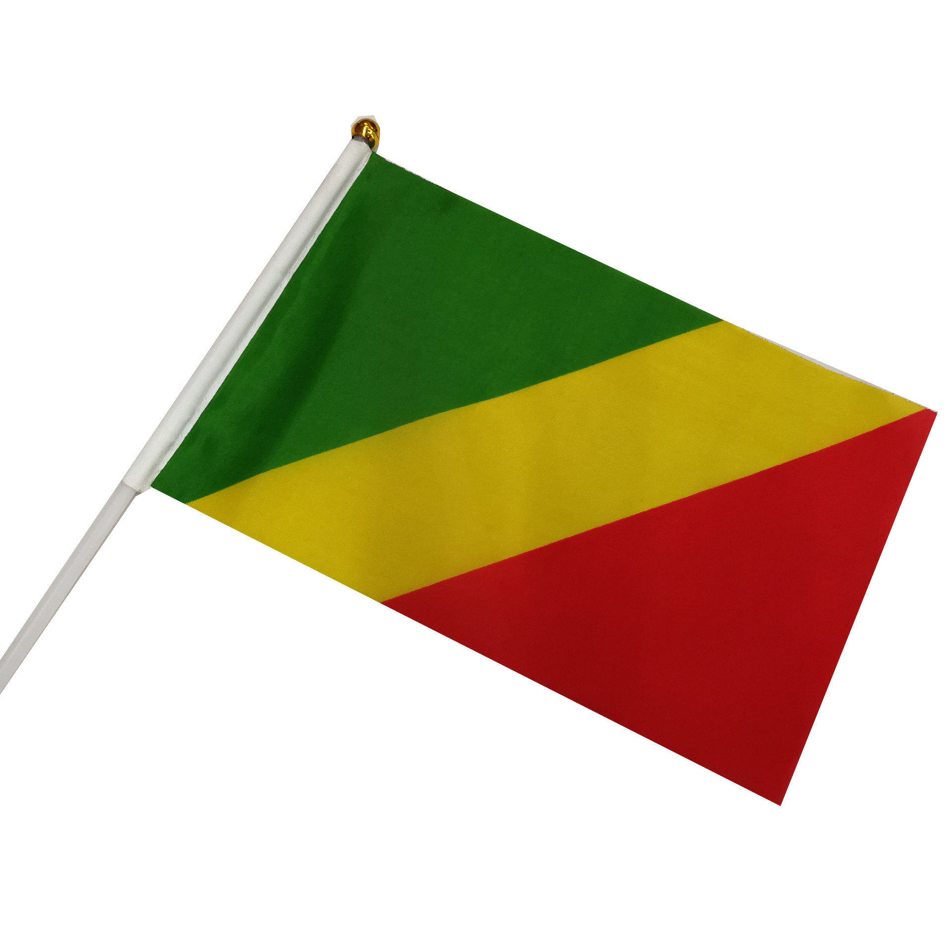 刚果布国旗手摇旗手挥旗塑料旗杆双面涤纶国旗厂家直销可来样定做