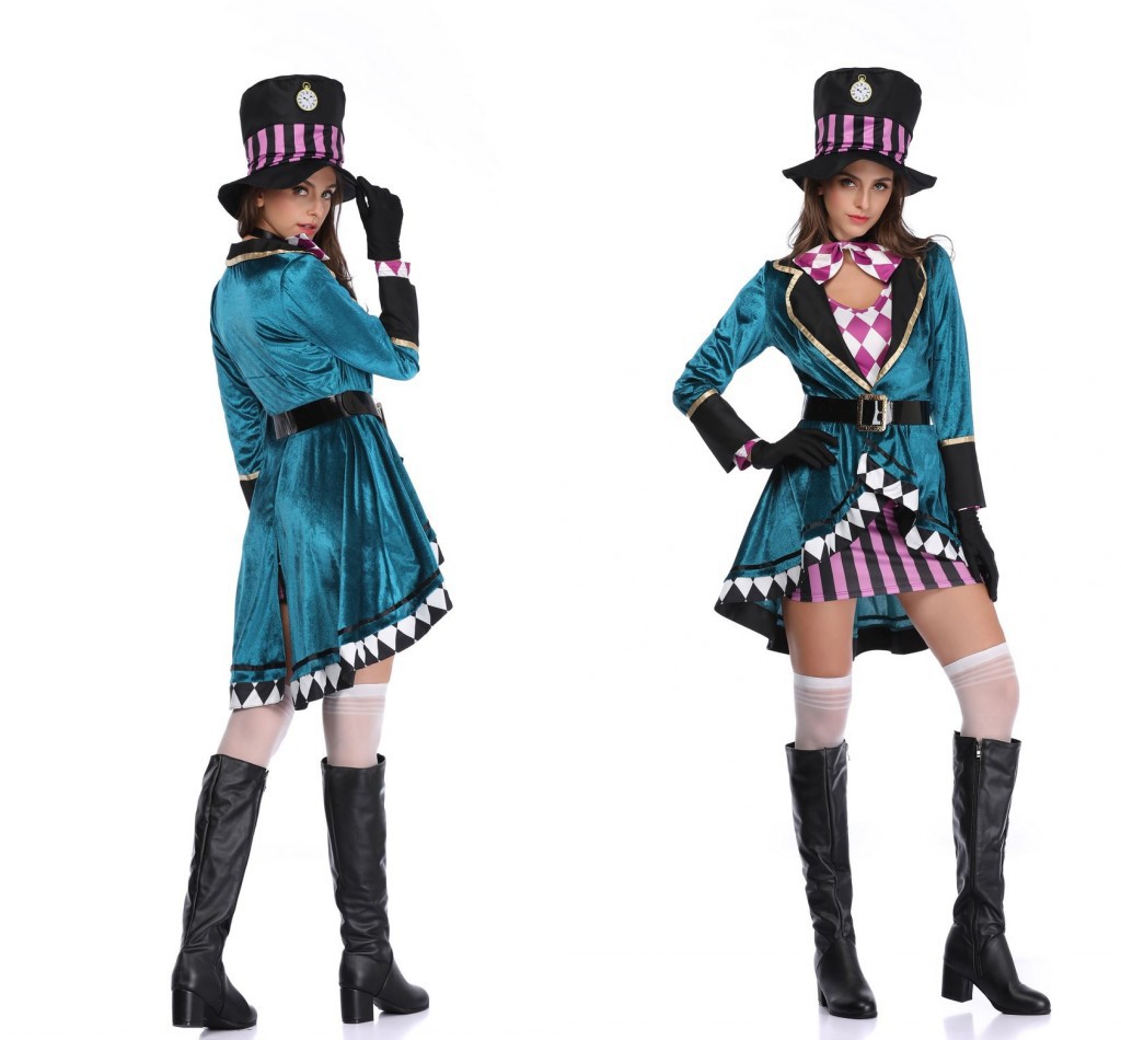 万圣节魔术师表演服疯帽子成人女款 夜店驯兽师舞台演出服