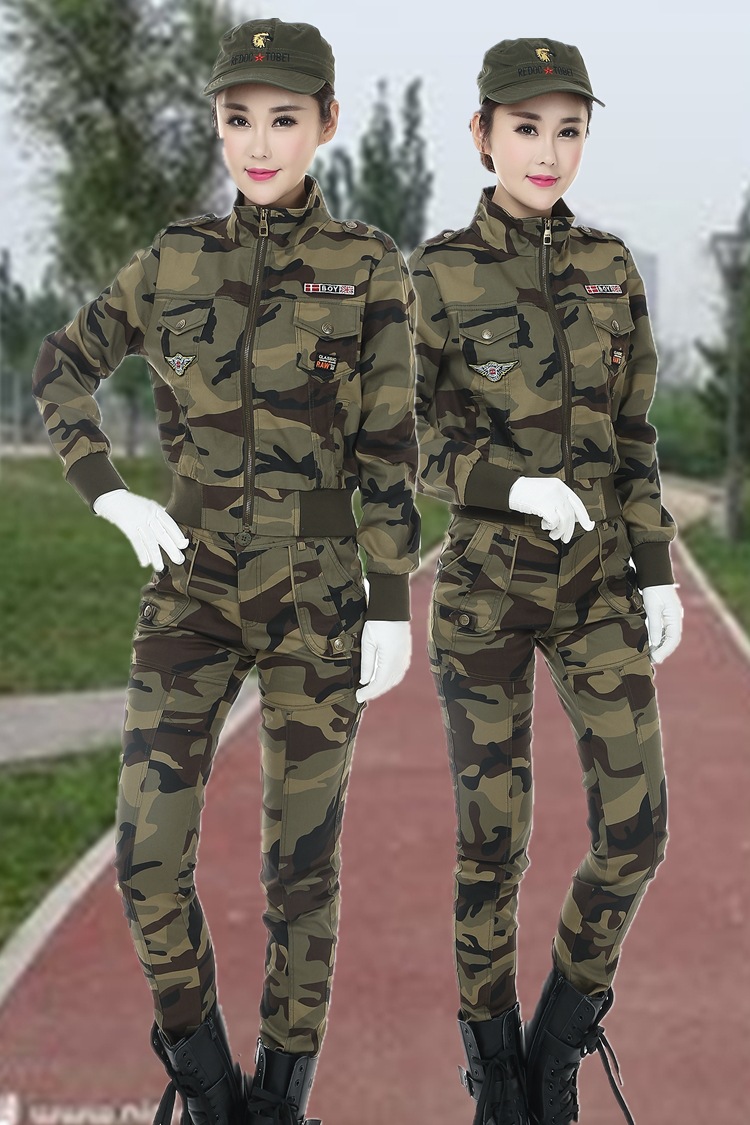 19春秋迷彩服套装户外运动女装三件套大码水兵舞时尚跳舞表演服饰