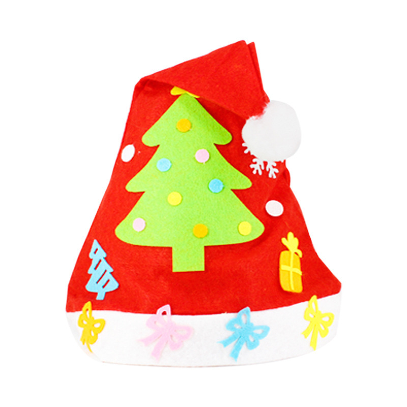圣诞节儿童手工diy制作圣诞帽材料包幼儿园手工黏贴不织布卡通帽