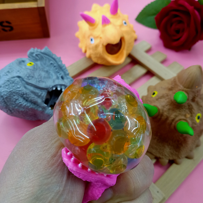 Triceratops Grape Ball Hand Squeeze Squeeze Colorful Beads Grape Ball Whole Person Squeeze Dinosaur Head Squeezing Toy Vent Ball