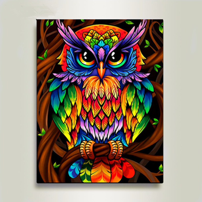 0成交3317幅彩色diy数字油画 亚马逊手绘4050无框风景动物填色装饰画