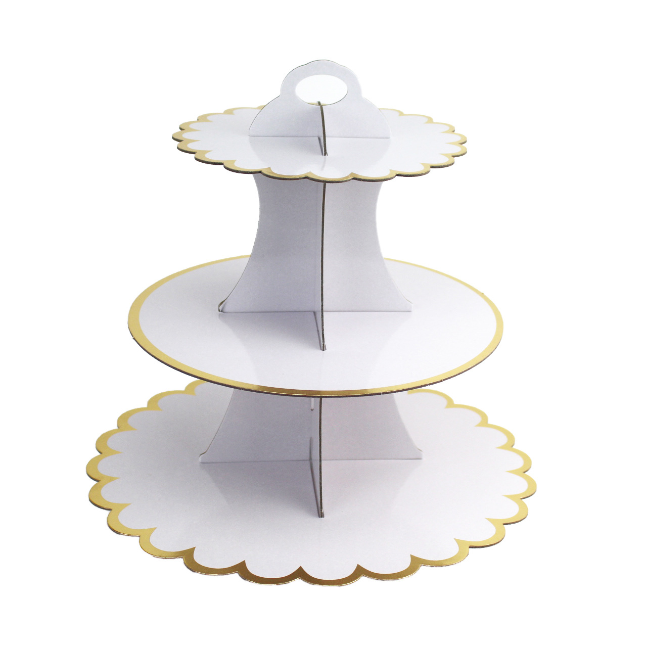 Wholesale Three-Layer Paper Gilding Cake Stand Birthday Party Layout Wedding Disposable Pastry Dessert Display Shelf