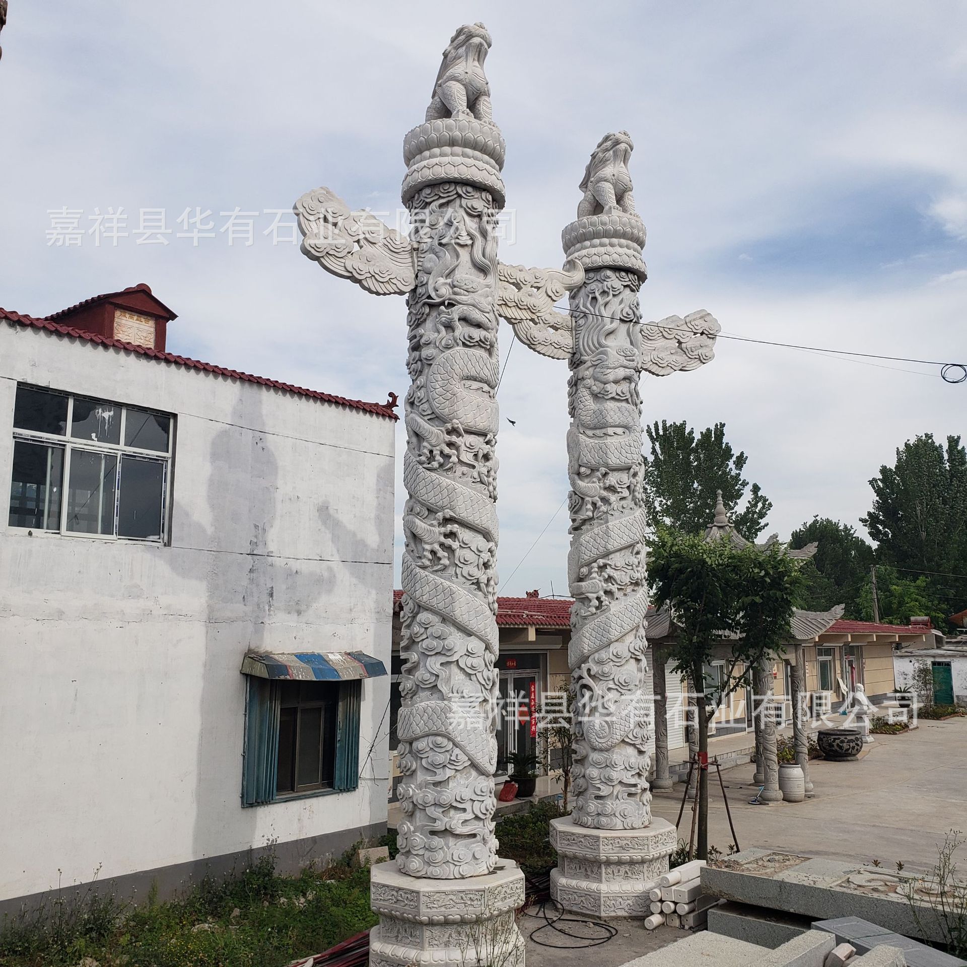 石雕盘龙柱华表雕刻天安门望天猴华表定做园林景观文化柱大型雕塑