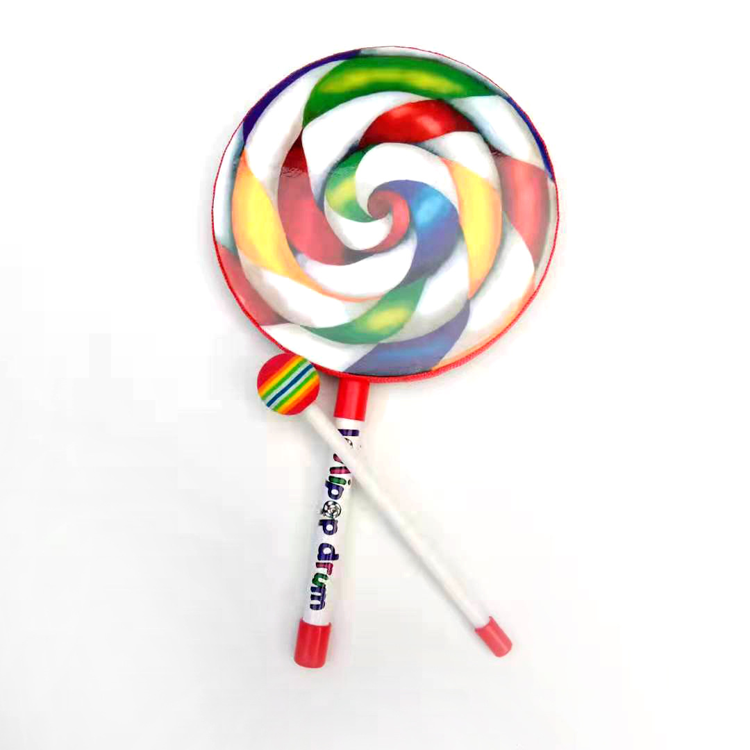 厂家批发 奥尔夫打击乐器 棒棒糖鼓 木质棒棒糖手敲鼓 早教教具