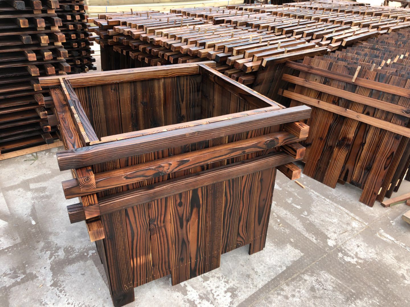 定制防腐木花箱组合花箱户外公园花盆实木户外落地式防腐木花坛