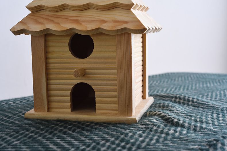 木质鸟窝工艺品定制创意手工松木鸟屋礼品家居摆件木制工艺礼品