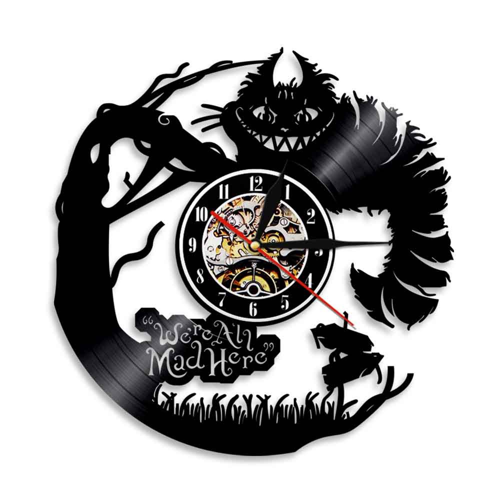 动画电影黑胶时钟爱丽丝梦游仙境唱片挂钟卡通复古怀旧装饰墙钟