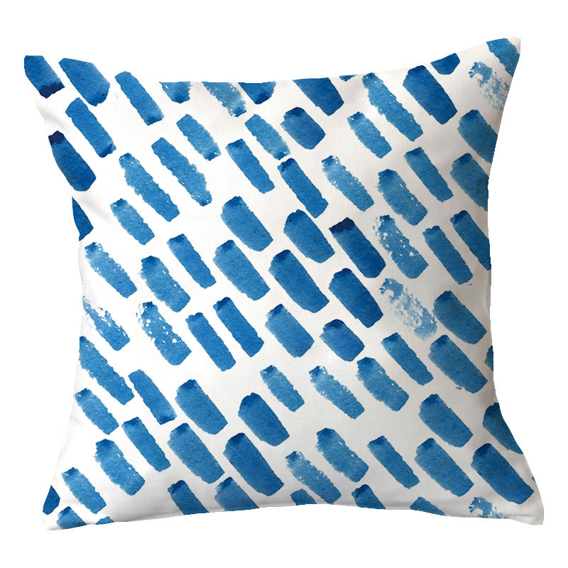 Exclusive for Cross-Border Simple New Blue Geometrical Plush Pillowcase Home Fabric Sofa Cushion Cushion Cover Design