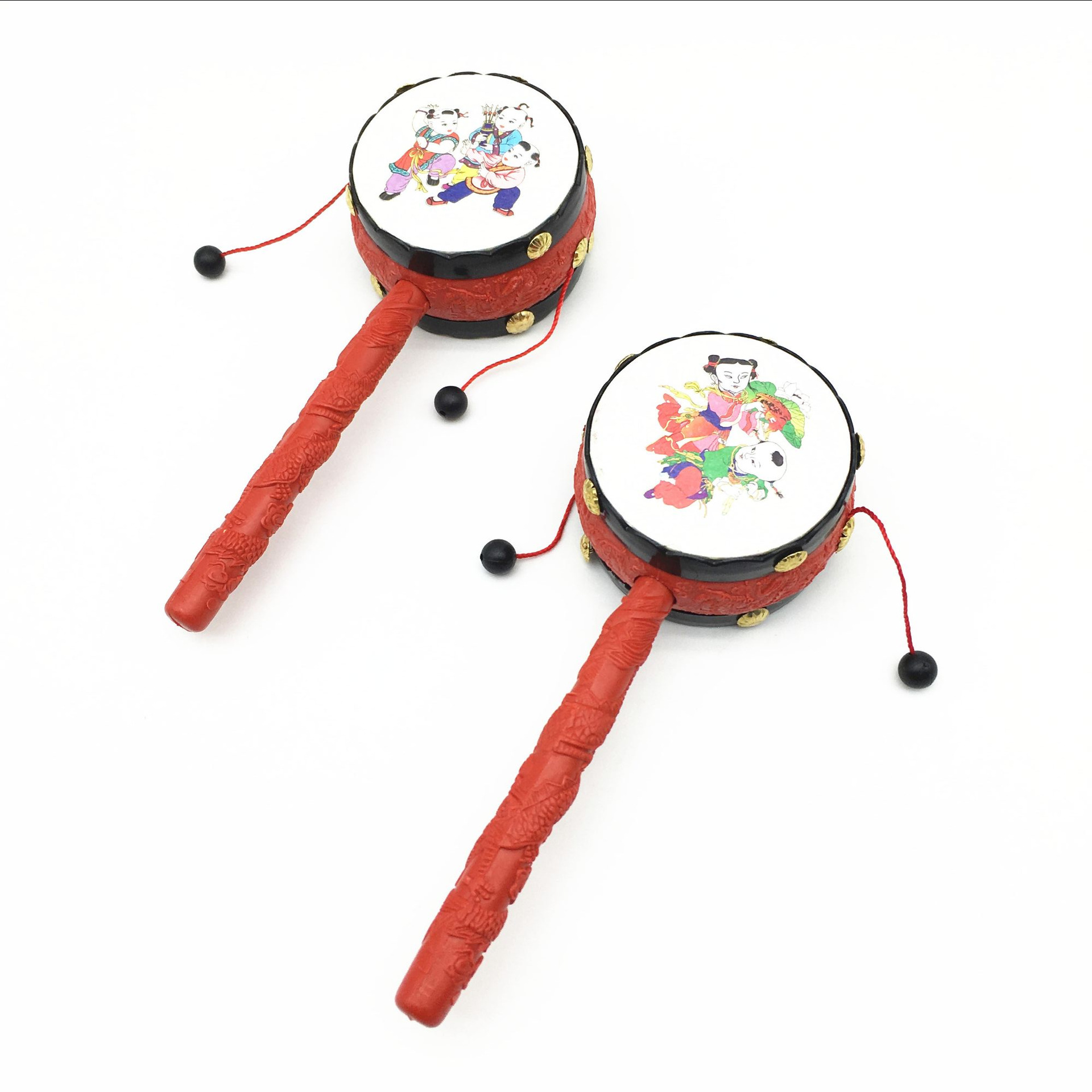 厂家直供 大号皮鼓拨浪鼓 儿童摇摇鼓 跑江湖庙会儿童玩具响鼓