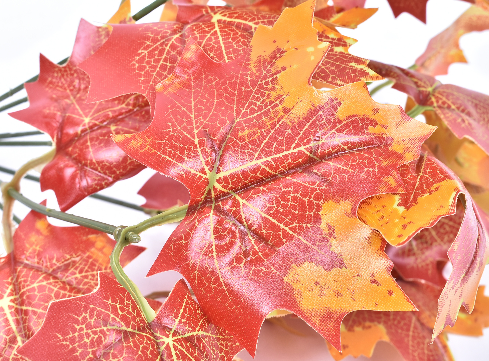 仿真绿植 7头枫叶 五角星叶子 仿真植物墙配材 红色枫叶 批发