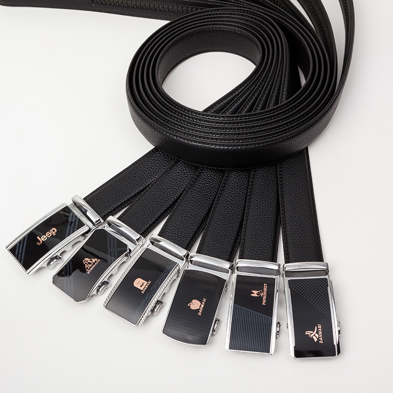slit men‘s automatic belt alloy buckle exotic leather super imitation leather feel scratch-resistant wear-resistant durable