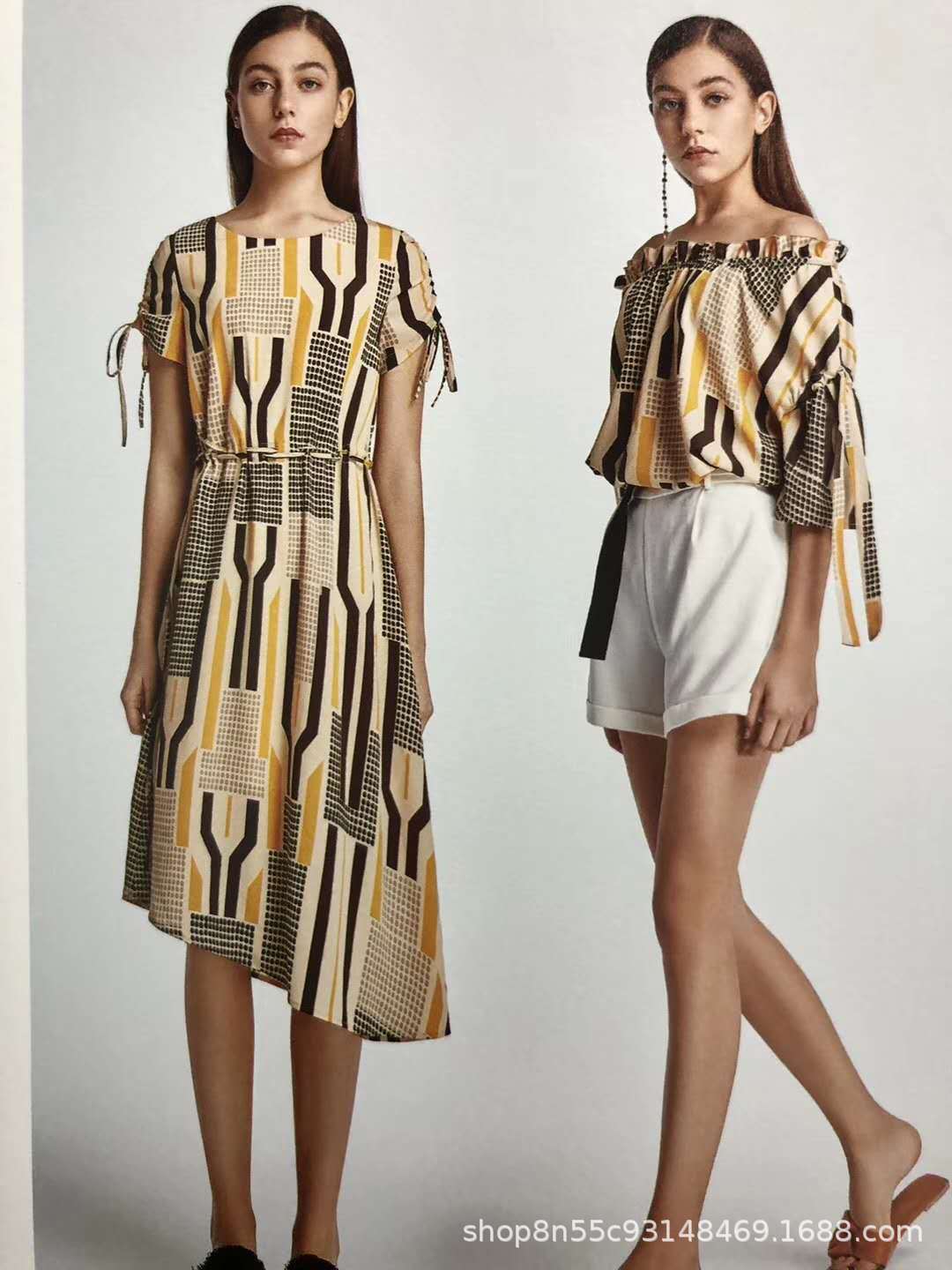 山水雨稞19年夏高端时尚品牌女装连衣裙清仓特价走份批发一手货源