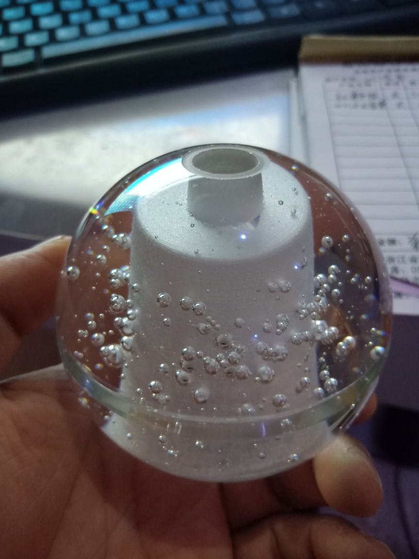 厂家直销 中孔水晶球 定制汽泡玻璃球配件 汽泡水晶玻璃球灯罩